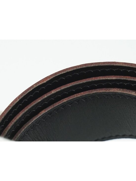 Hermes Constance Belt Reversible Leather Bordeaux Black Silver Vintage main image 5
